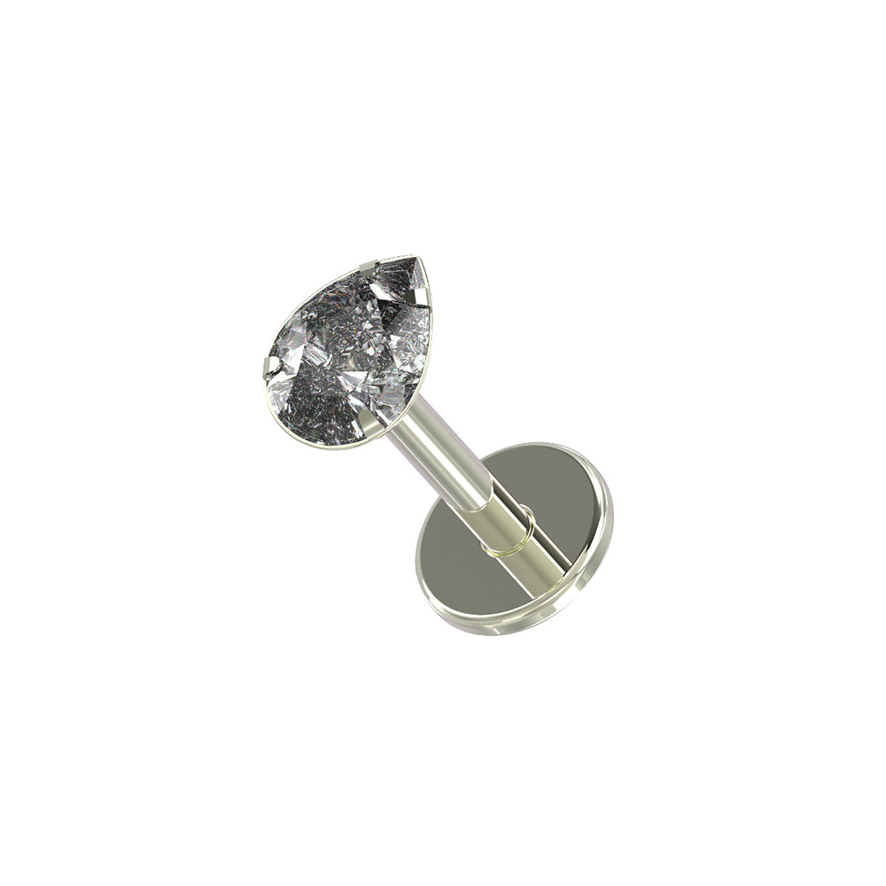 Labret i Titan med Tårformad kristall - Push Fit