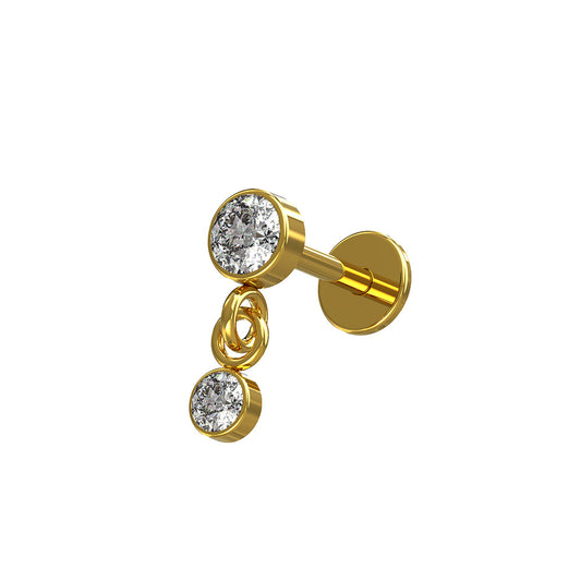 Labret i Titan med kristall och hänge - Push Fit