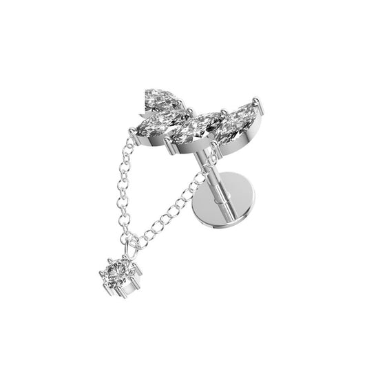 Labret med fyra marquiser och kedja med rund kristall